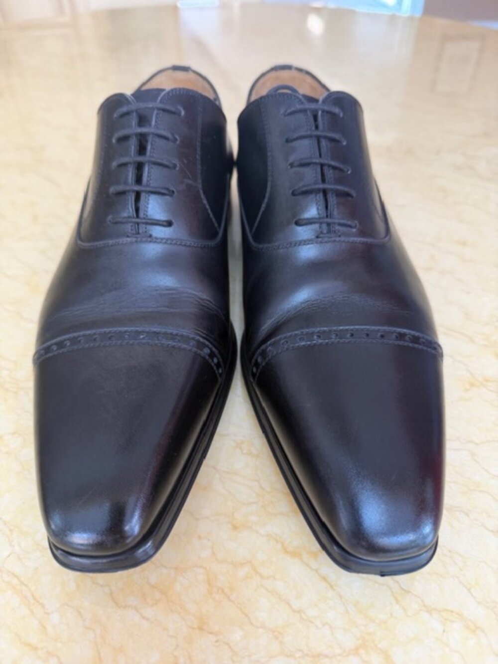 Magnanni Black Cap Toe Lace Up Oxford Dress Shoes Size 10